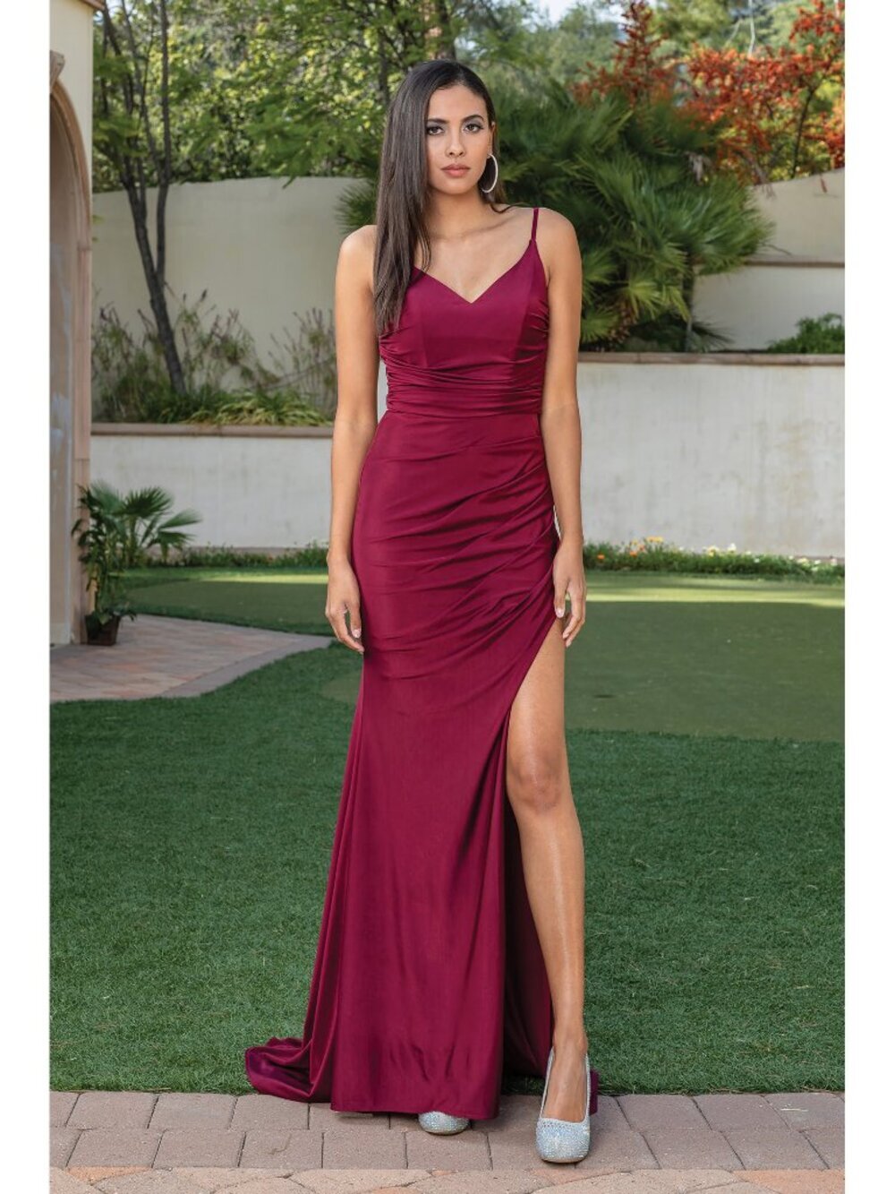 NEW BURGUNDY Evening Gown Floor Length Formal Elegant Stunning 4288